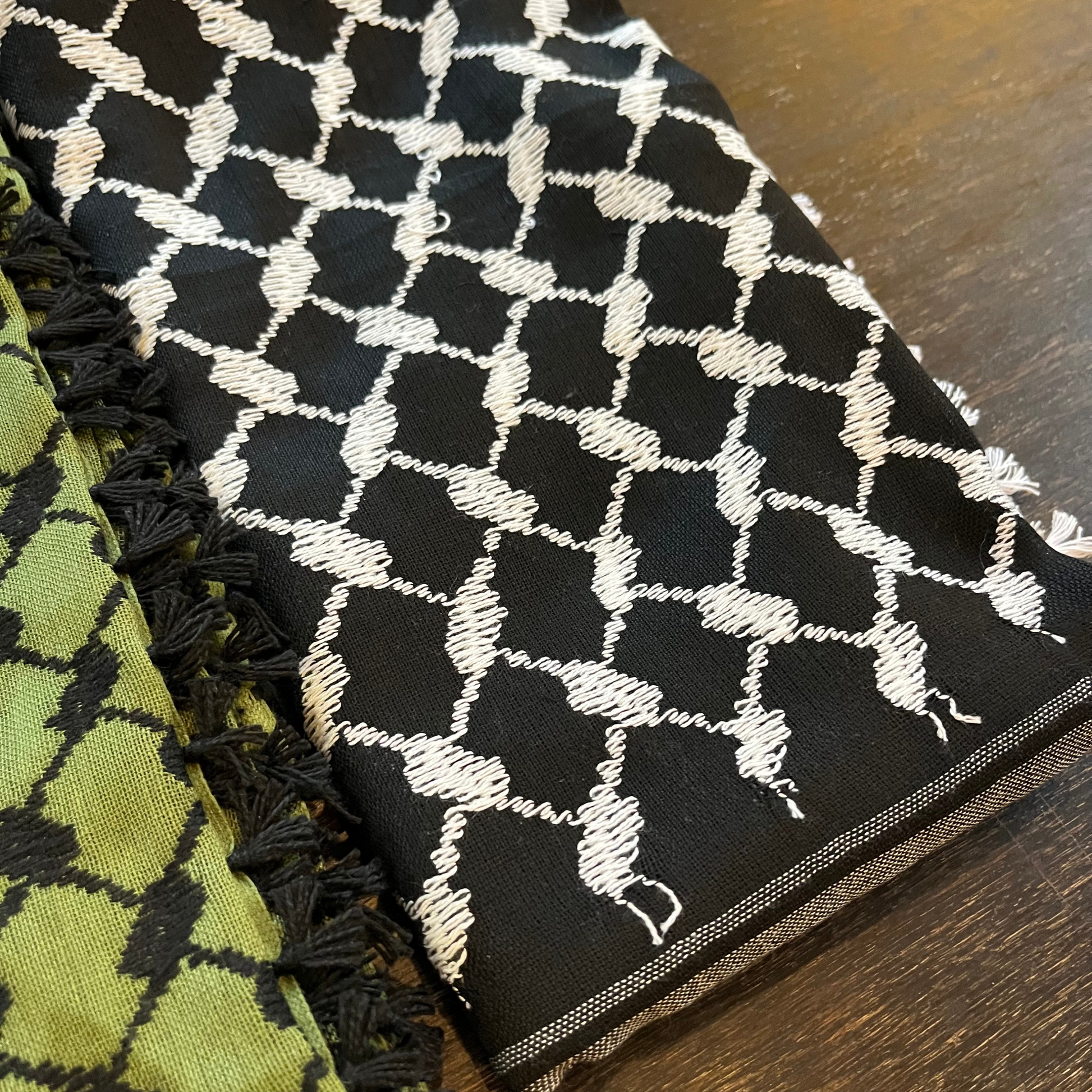 Reverse White on Black Kuffiyeh