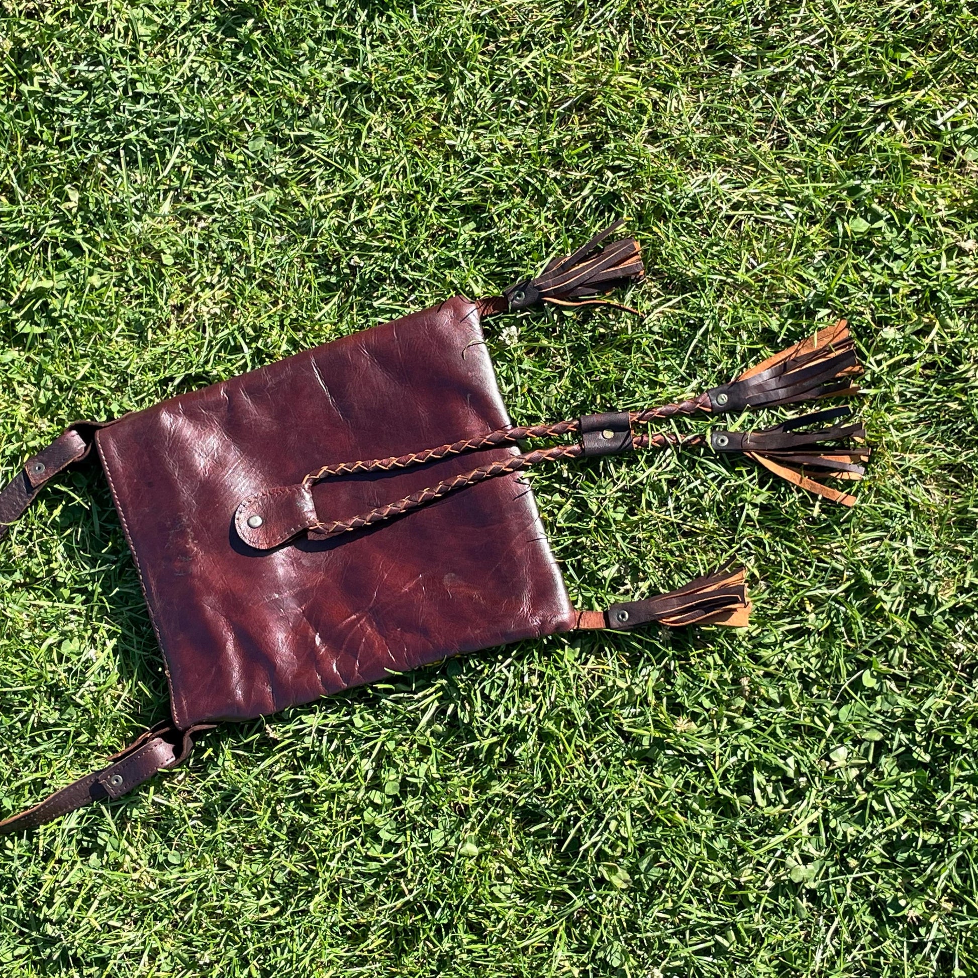 Vintage Handmade Woven Moroccan Leather Bag