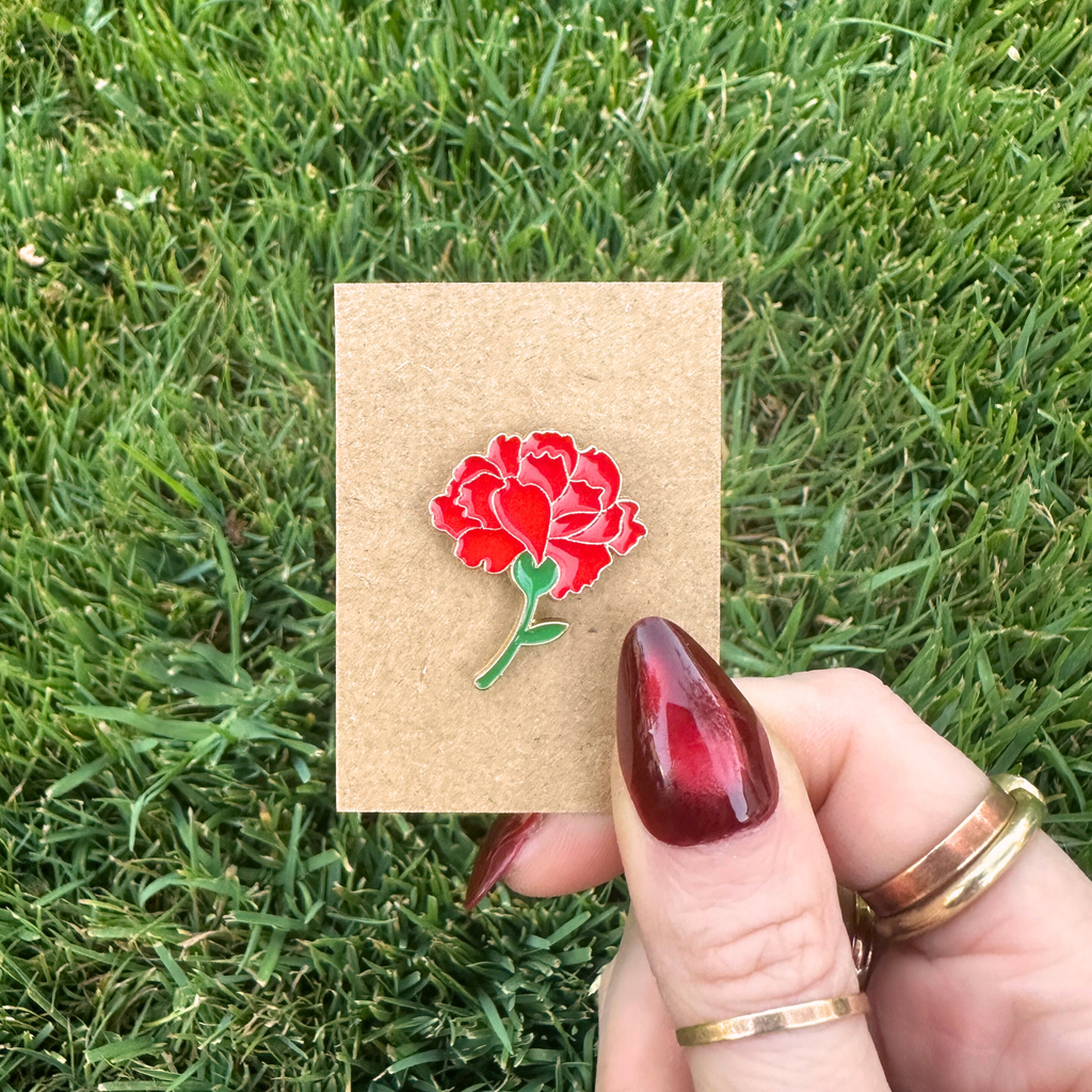 Red poppy flower pin poppy needle minder gift under 20 dollars enamel pin gold pin