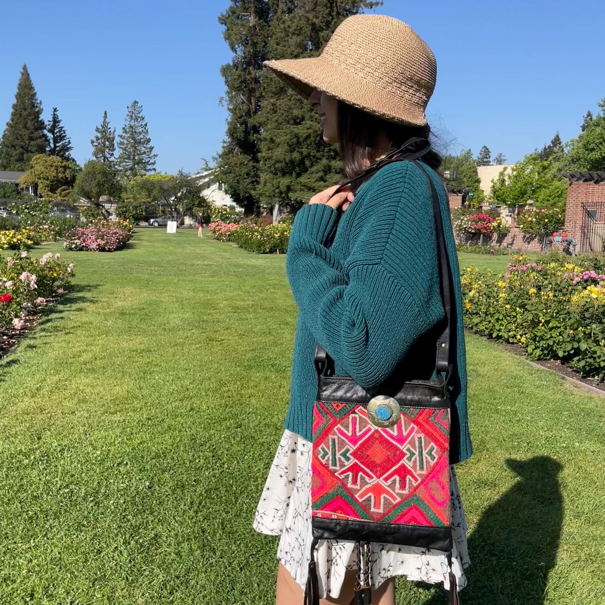 Vintage Handmade Woven Moroccan Leather Bag