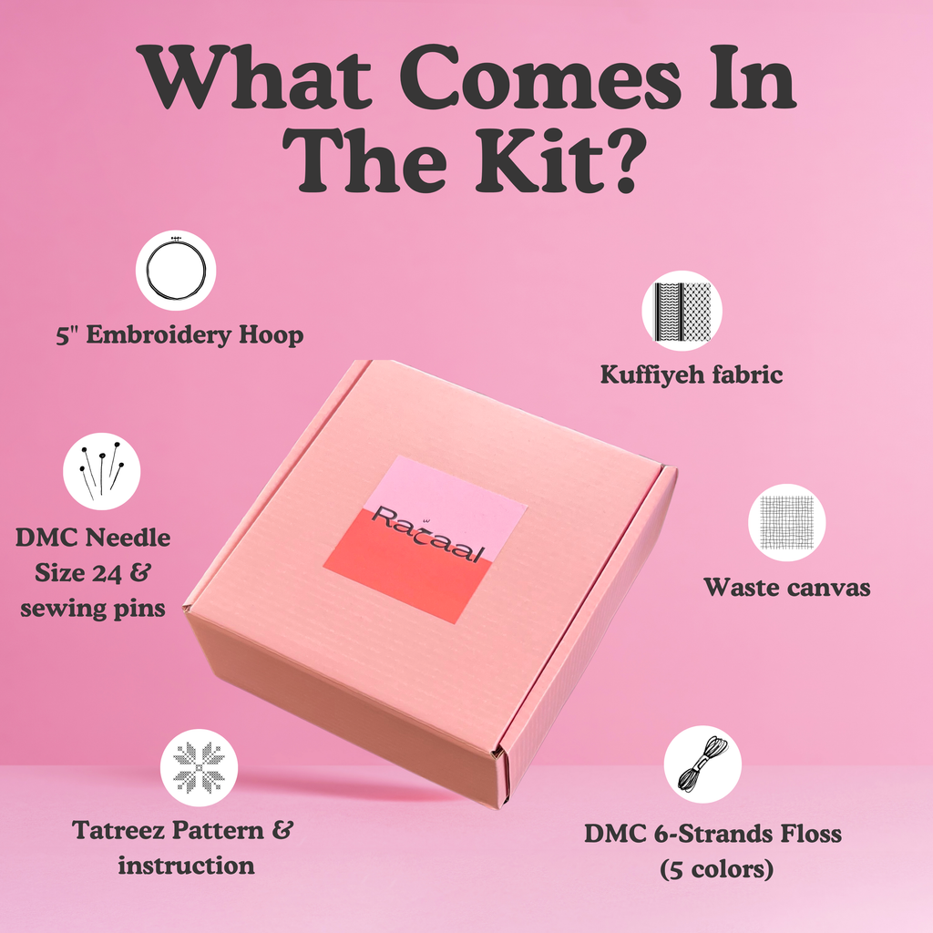 Tatreez on Kuffiyeh Kit