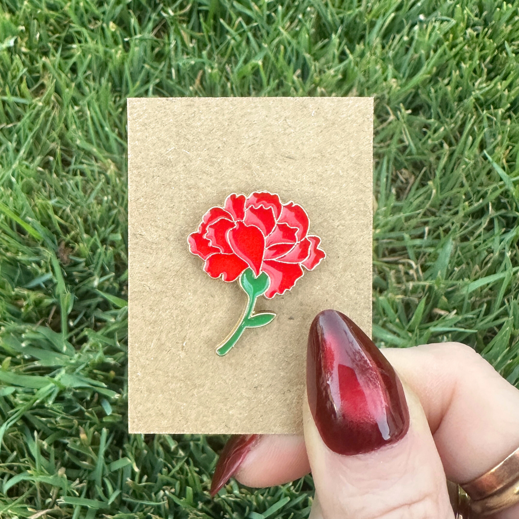 Red poppy flower pin poppy needle minder gift under 20 dollars enamel pin gold pin