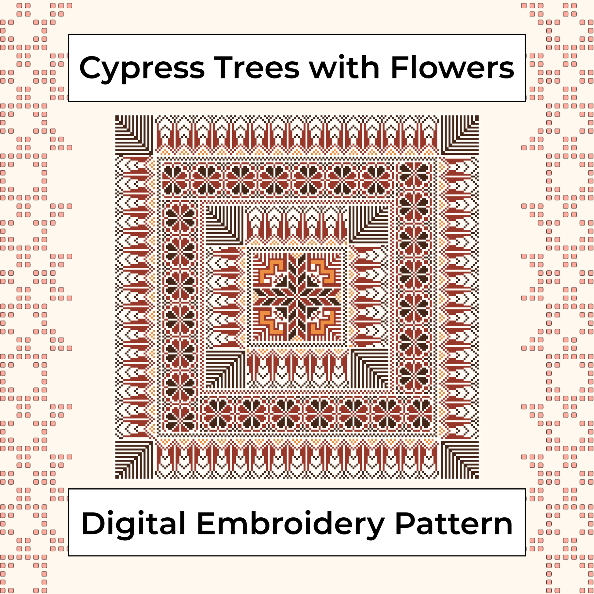 Cypress Trees and Flowers