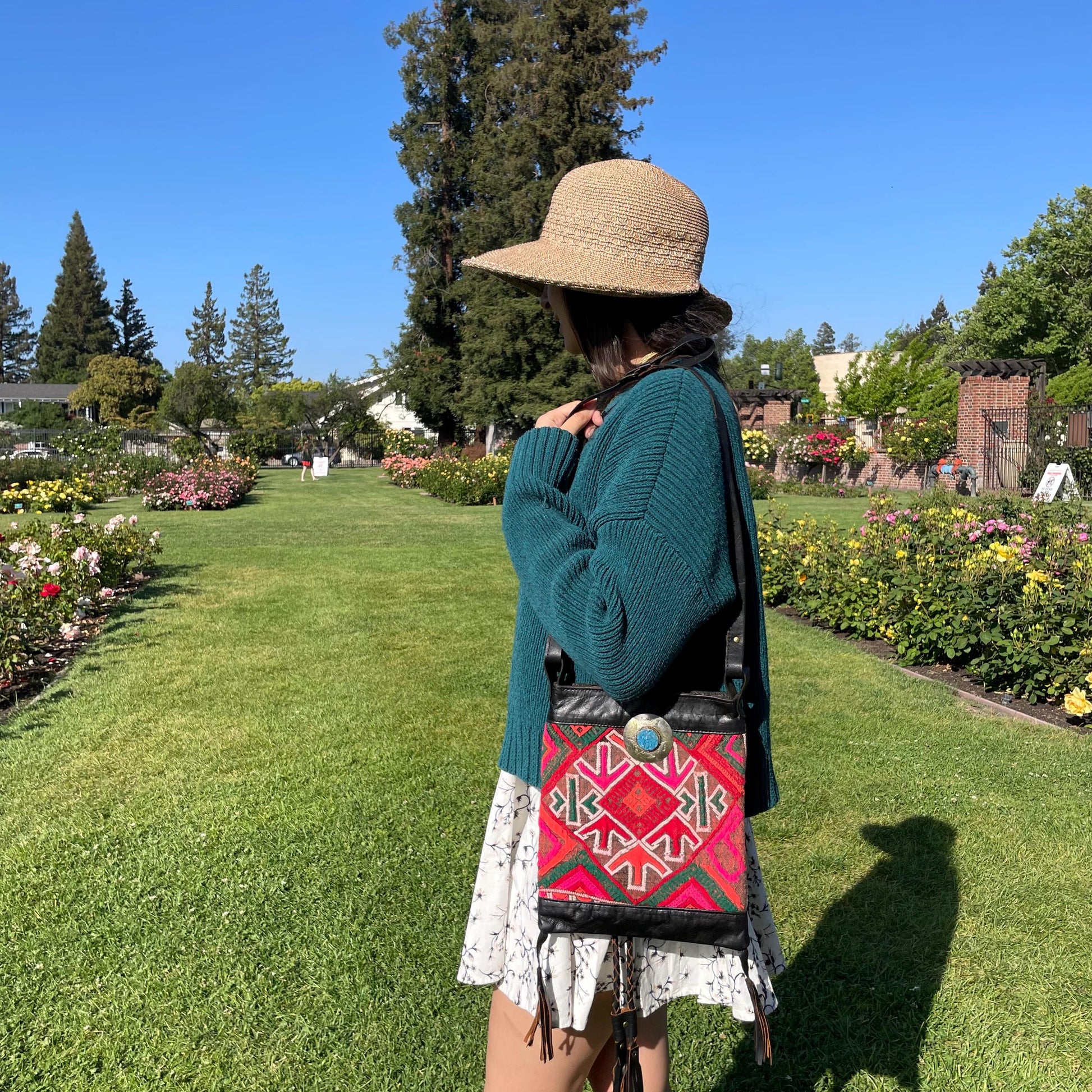 Vintage Handmade Woven Moroccan Leather Bag