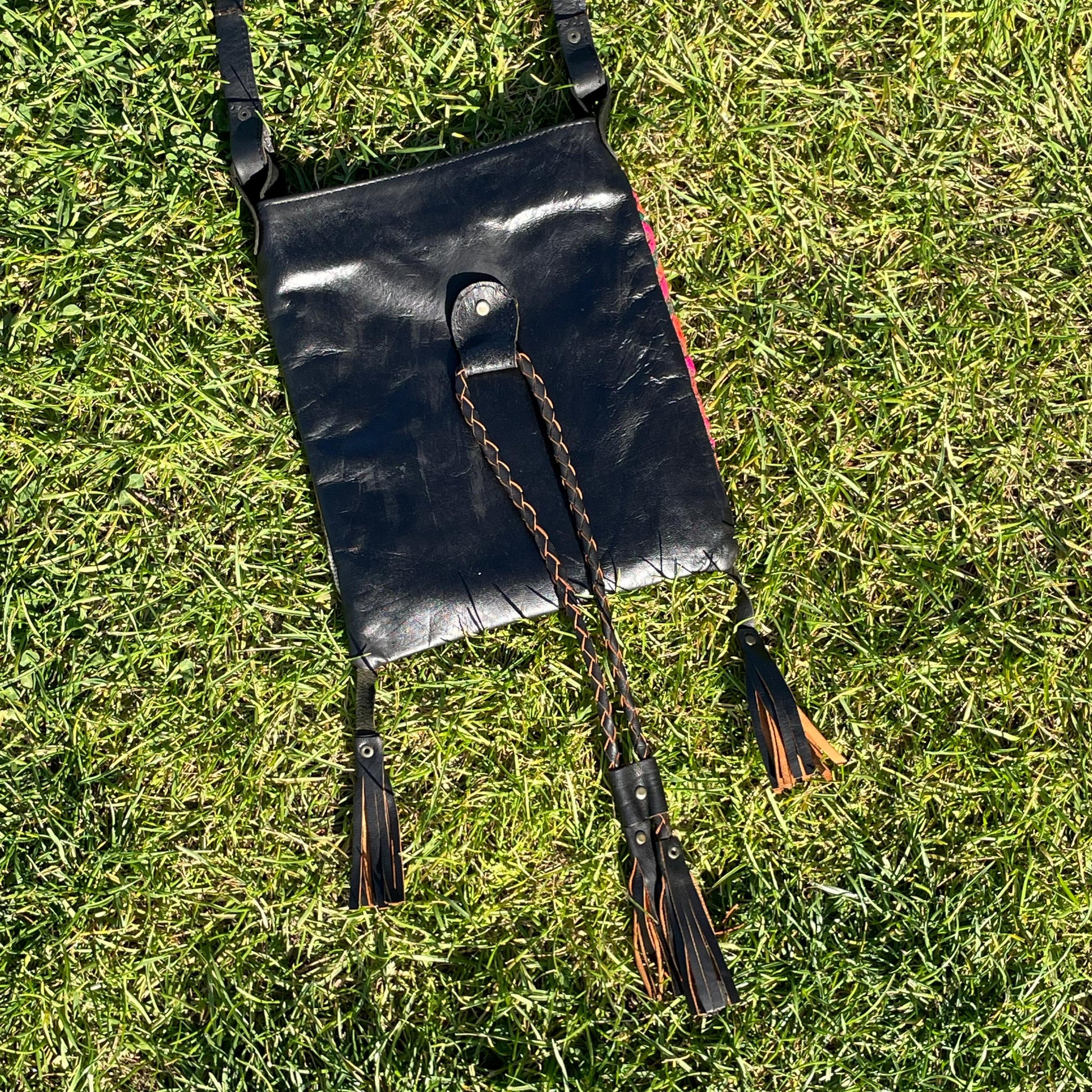 Vintage Handmade Woven Moroccan Leather Bag