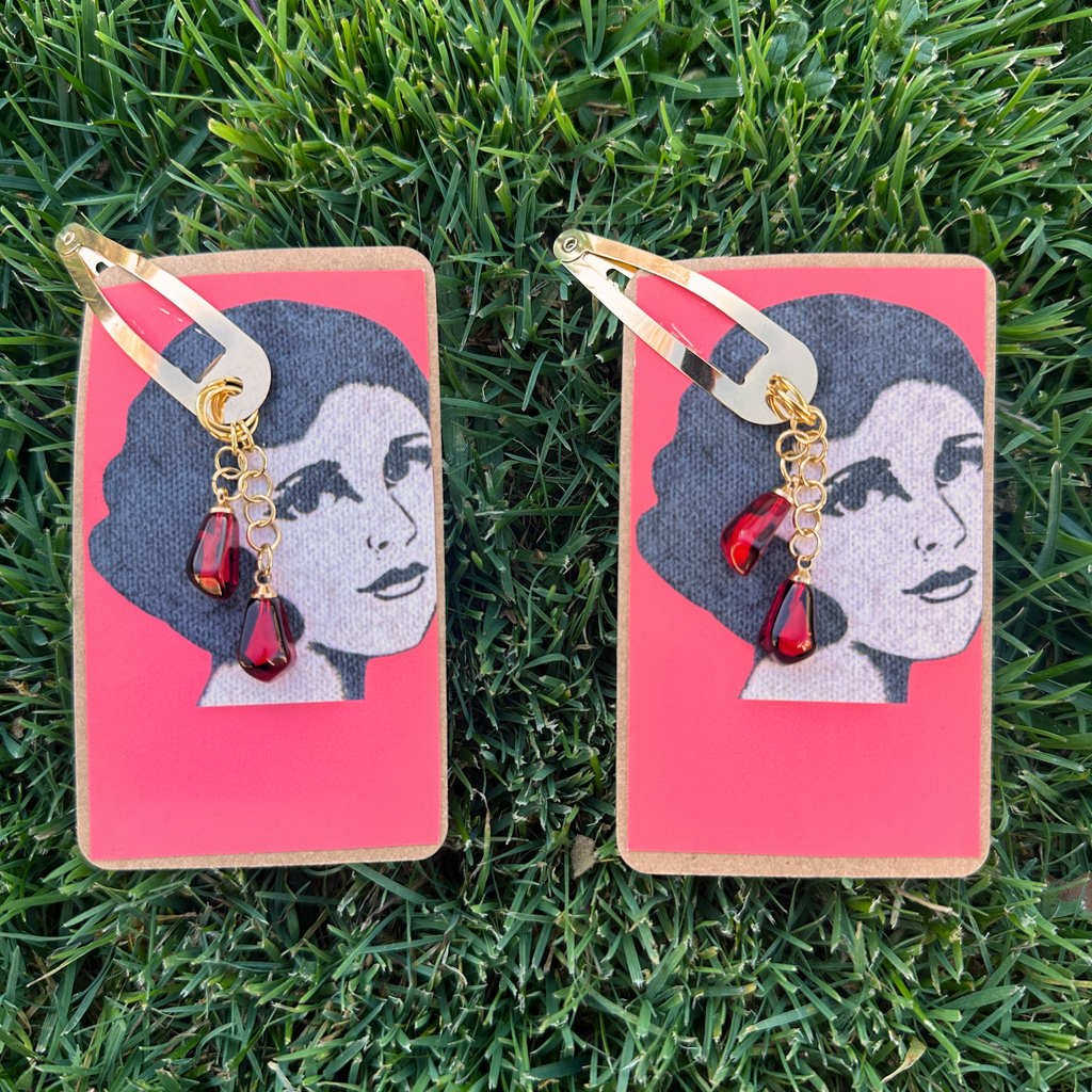 pomegranate hair clip gold jewelry gift under $20