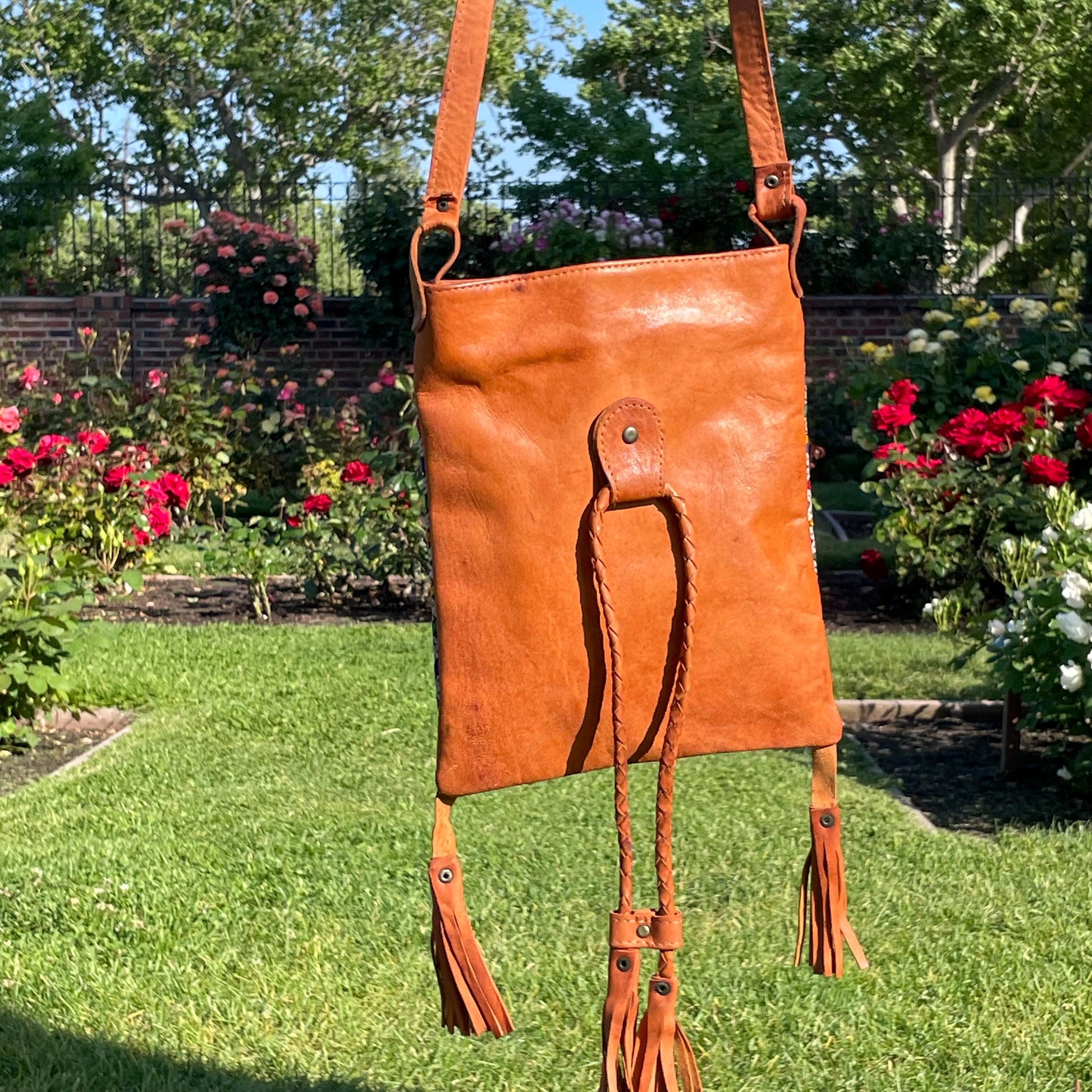 Vintage Handmade Woven Moroccan Leather Bag