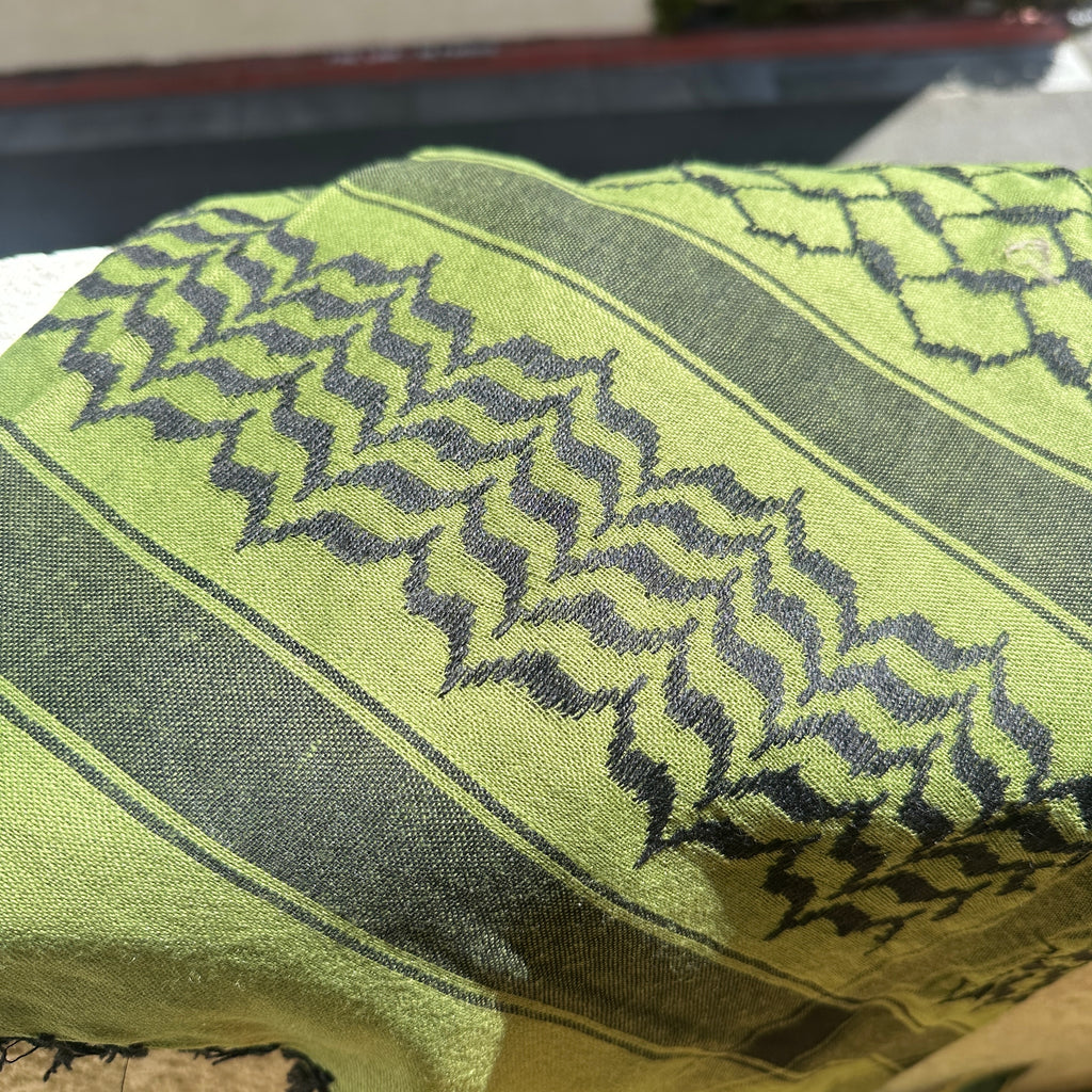 palestinian olive green kuffiyeh scarf