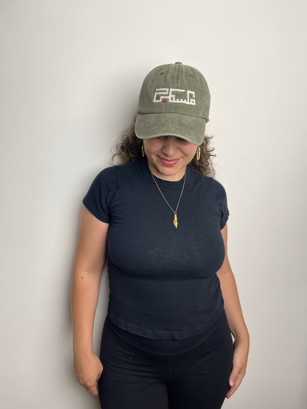 Embroidered Baseball Hat with "Palestine" in Kufic Arabic