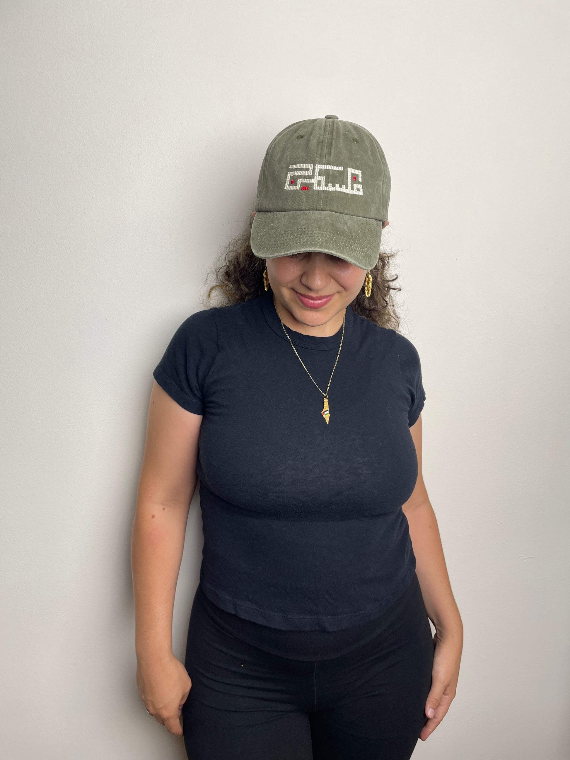 Embroidered Baseball Hat with "Palestine" in Kufic Arabic