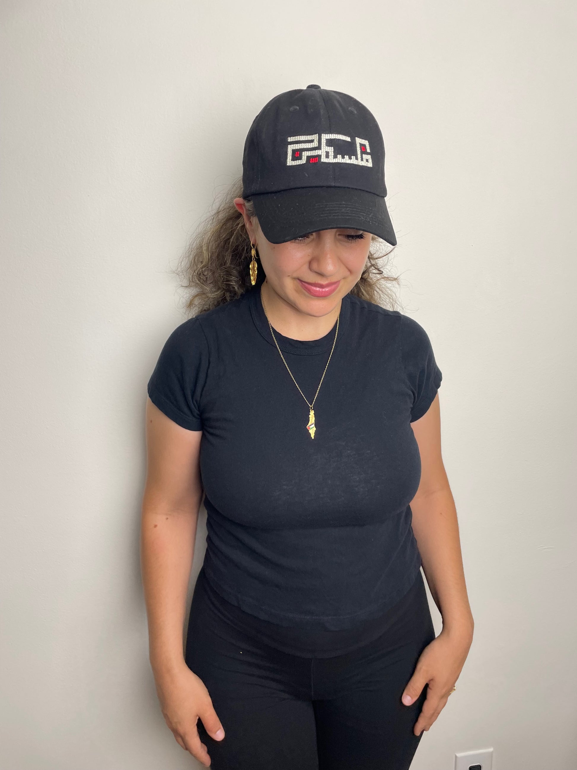 Embroidered Baseball Hat with "Palestine" in Kufic Arabic