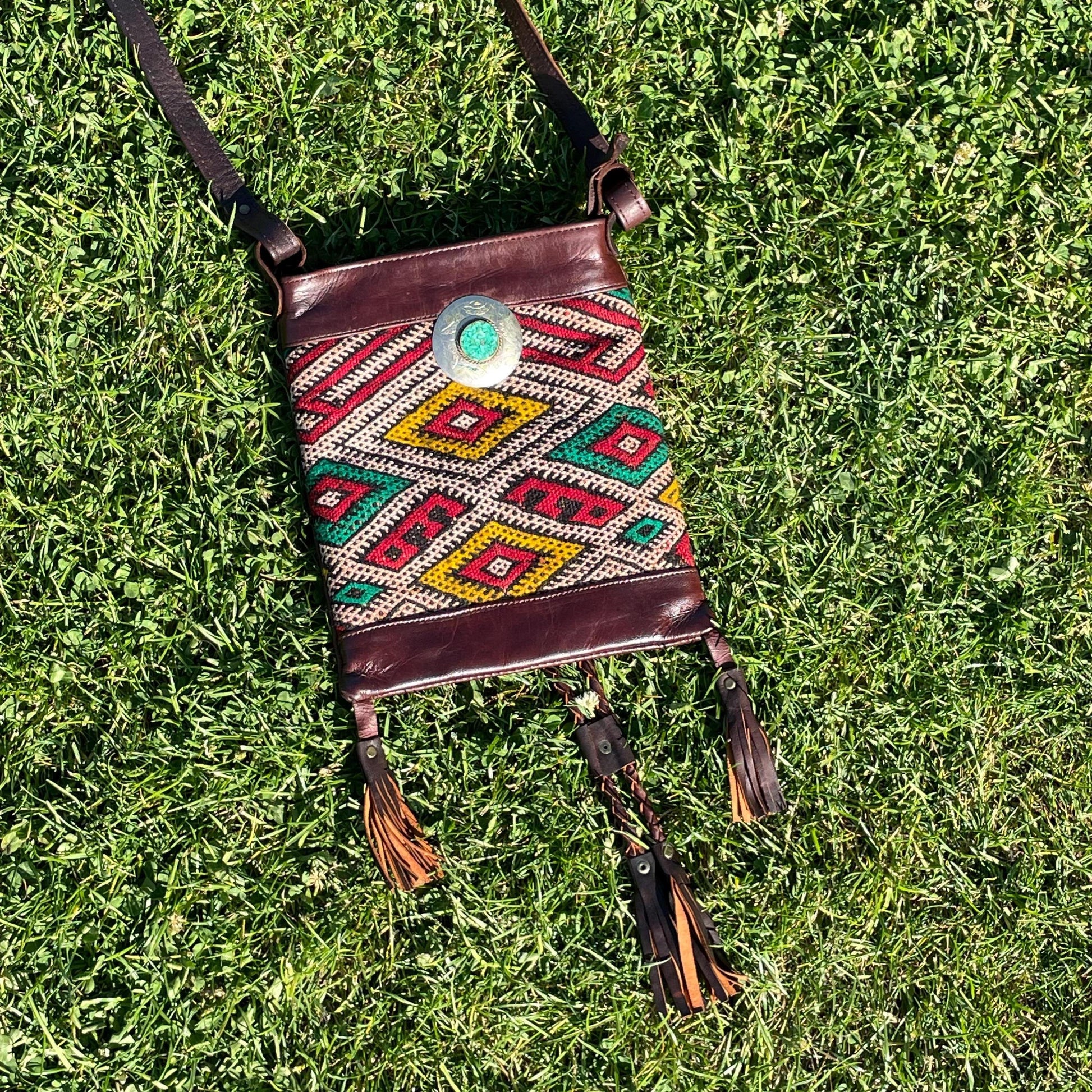 Vintage Handmade Woven Moroccan Leather Bag